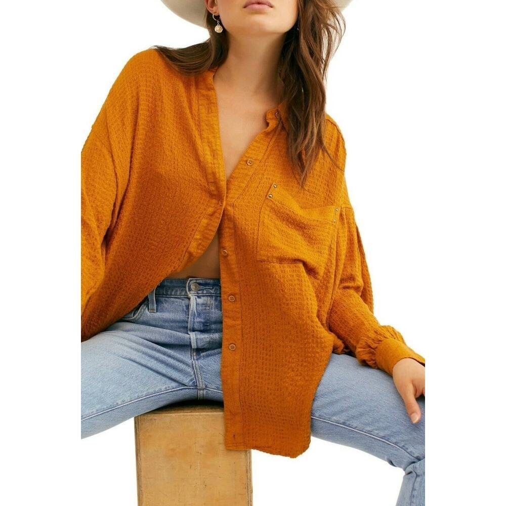Free People We The Free Hidden Valley Button Down Top in Autumn Pearl‎ small